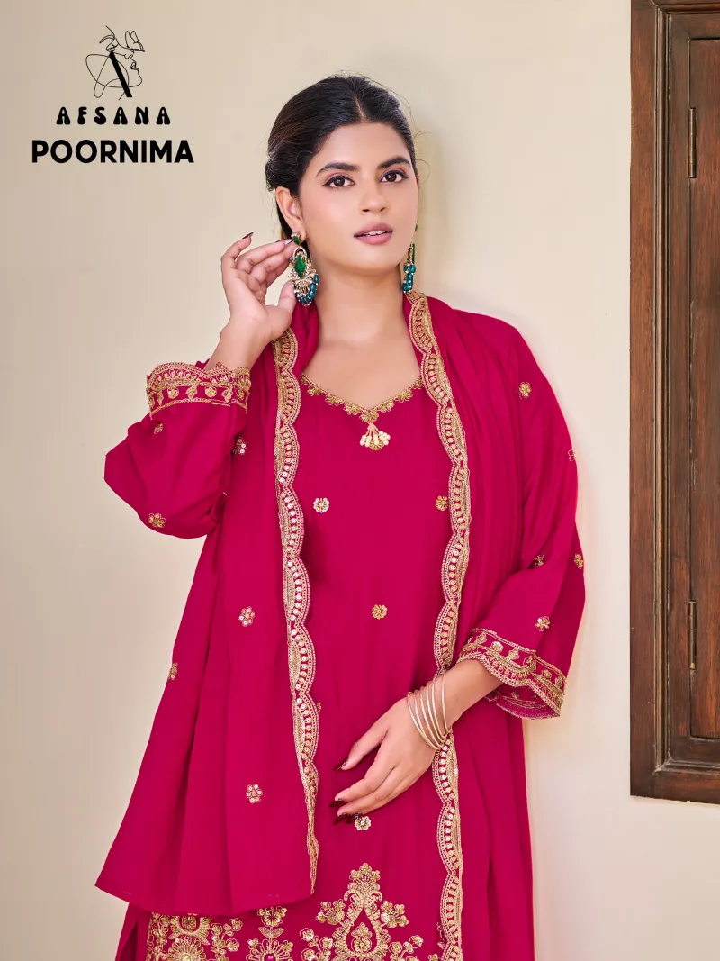 Poornima By Afsana Chinon Beads Work Readymade Salwar Kameez 